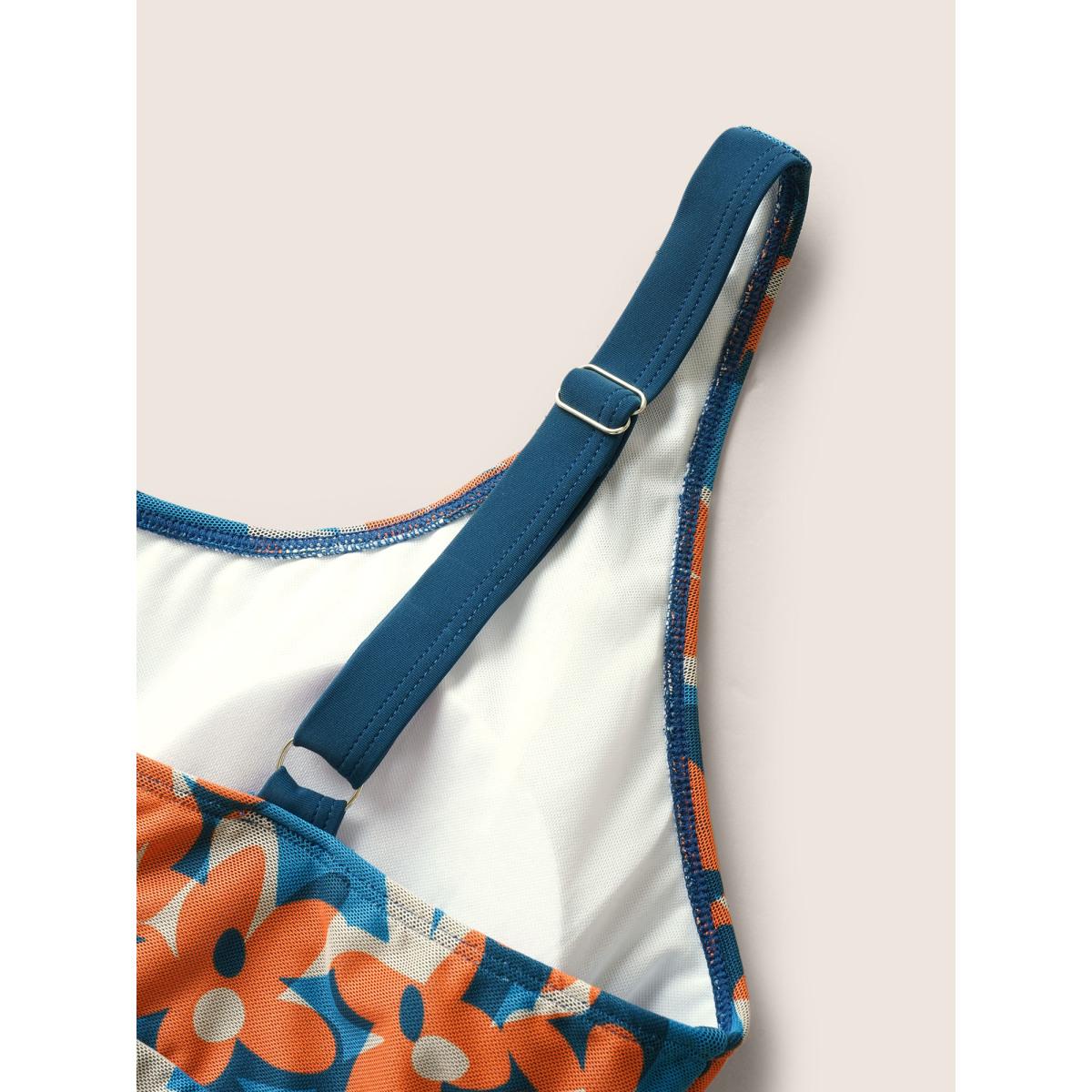 Plus Size Ditsy Floral Slit Hem See Through Swim Dress Women's Swimwear Multicolor Beach Bodycon U-neck High stretch Curve Swim Dresses BloomChic 22-24/3X Product Image