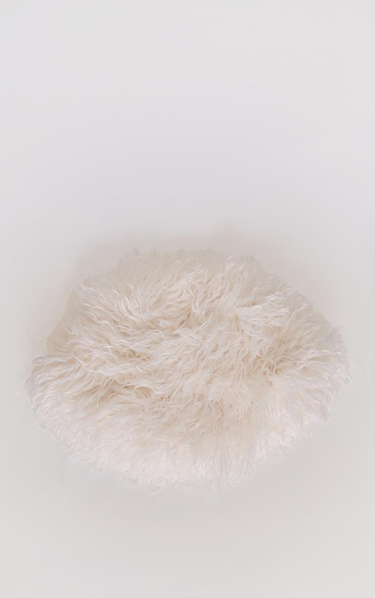  Cream Faux Fur Fluffy Slouch Bucket Hat Product Image