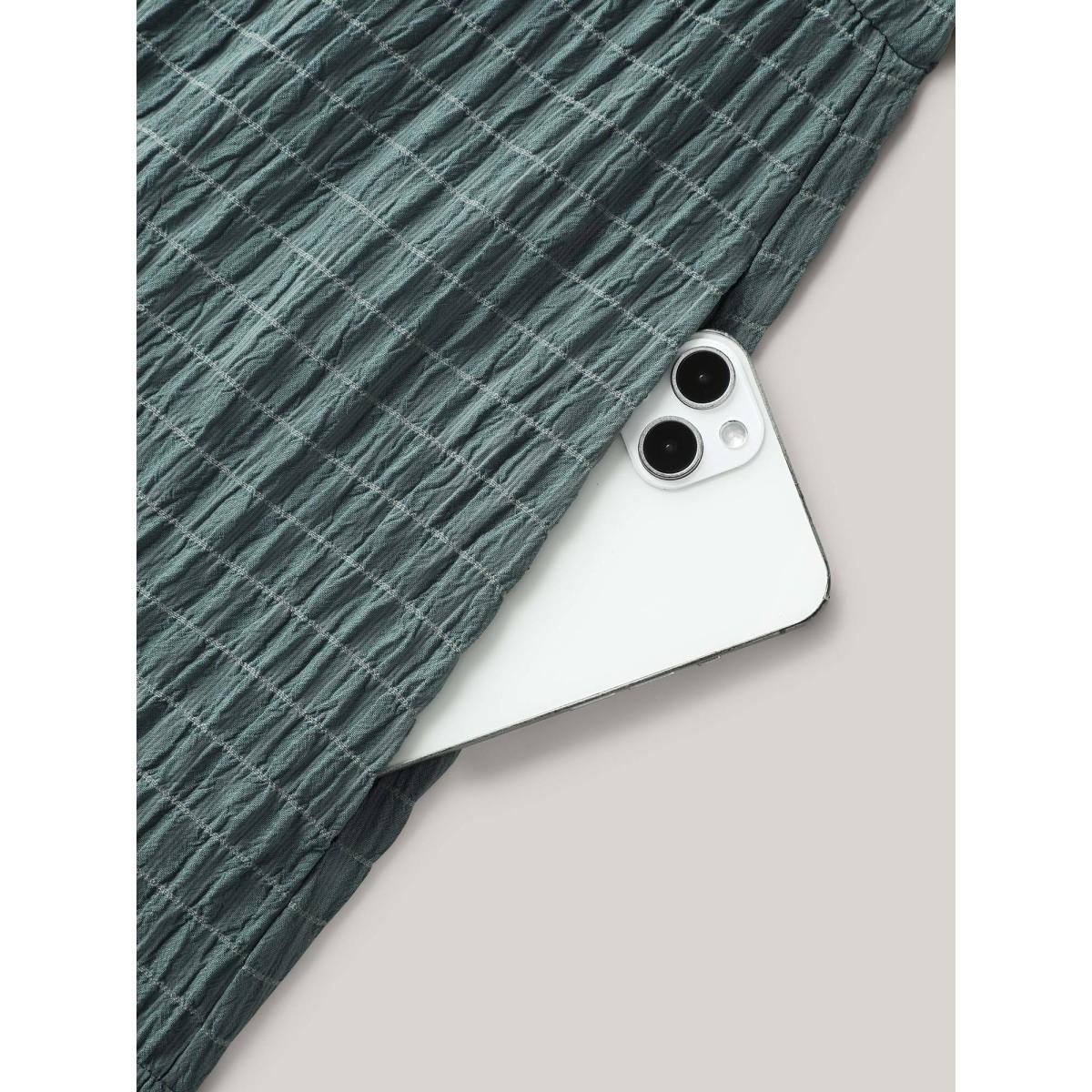 Plus Size Textured Ruffled Neck Pockets Midi Dress Emerald Women Boho Square Neck Sleeveless Curvy BloomChic 22-24/3X Product Image