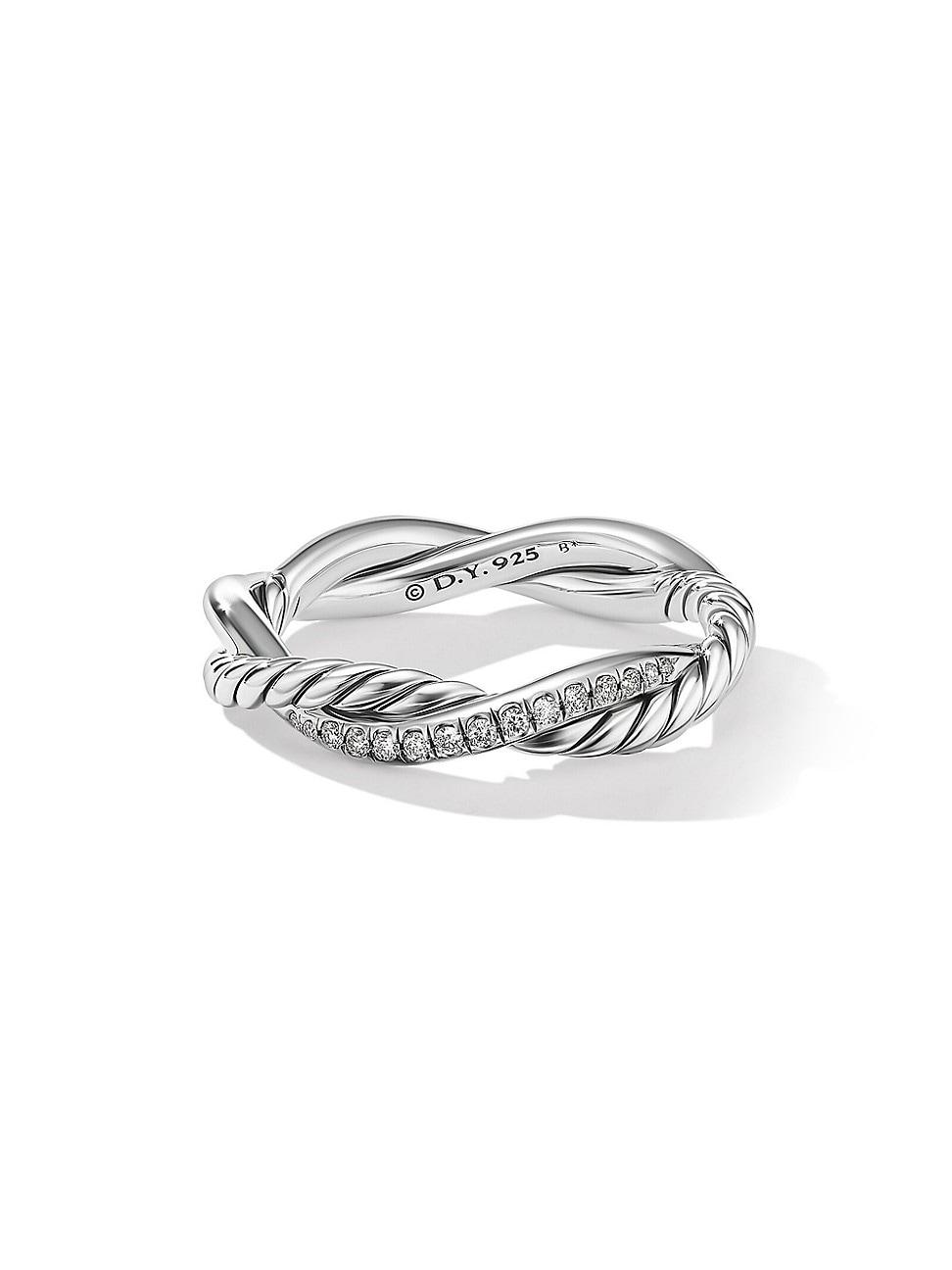 David Yurman Sterling Petite Infinity Twisted Ring with Diamonds Product Image