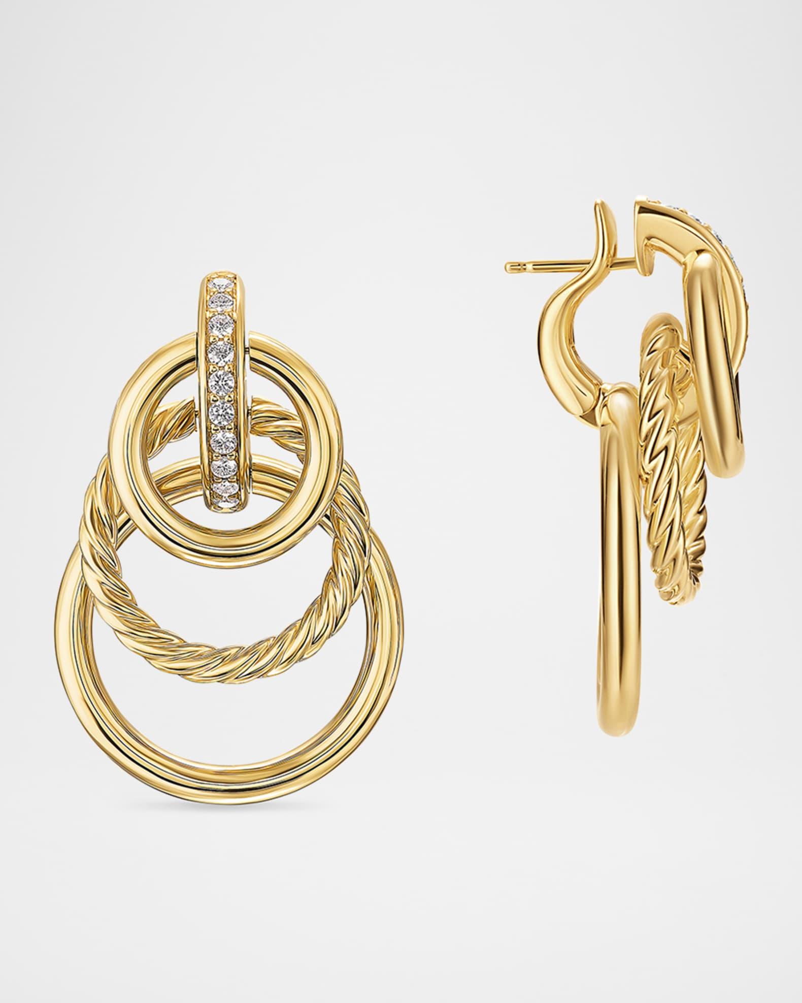DY Mercer Triple Ring Earrings with Diamonds in 18K Gold, 35mm Product Image
