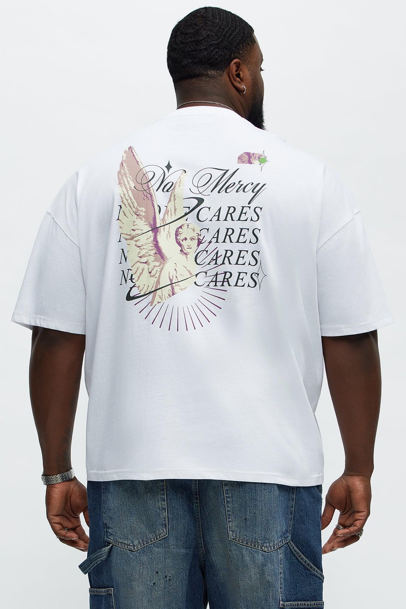 No Mercy No Cares Oversized Short Sleeve Tee - White Male Product Image