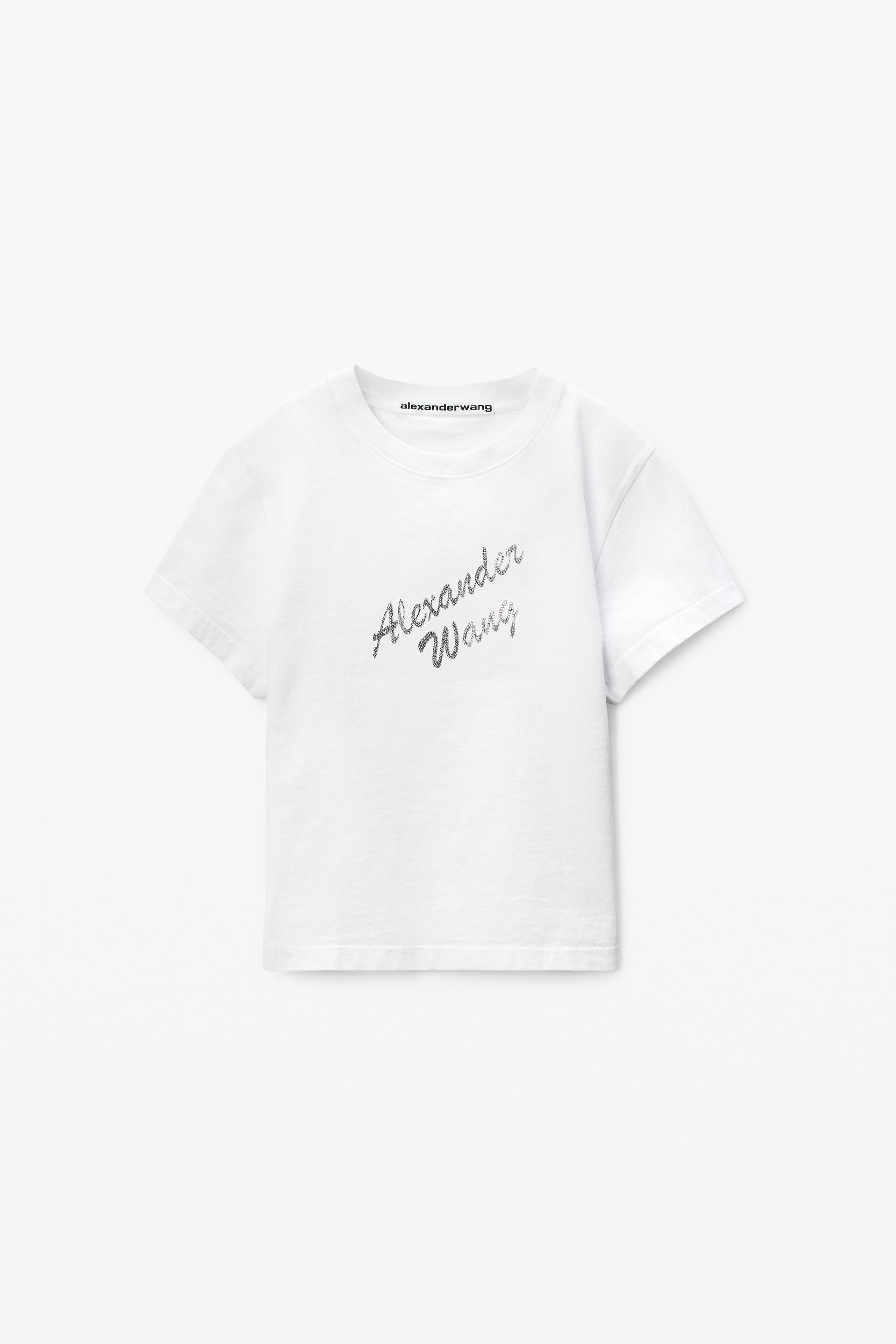 White Crystal Hotfix & Cotton Logo Tee Product Image