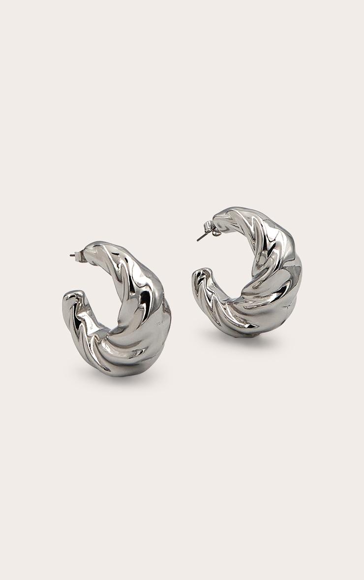 Silver Twist Detail Hoop Earrings Product Image