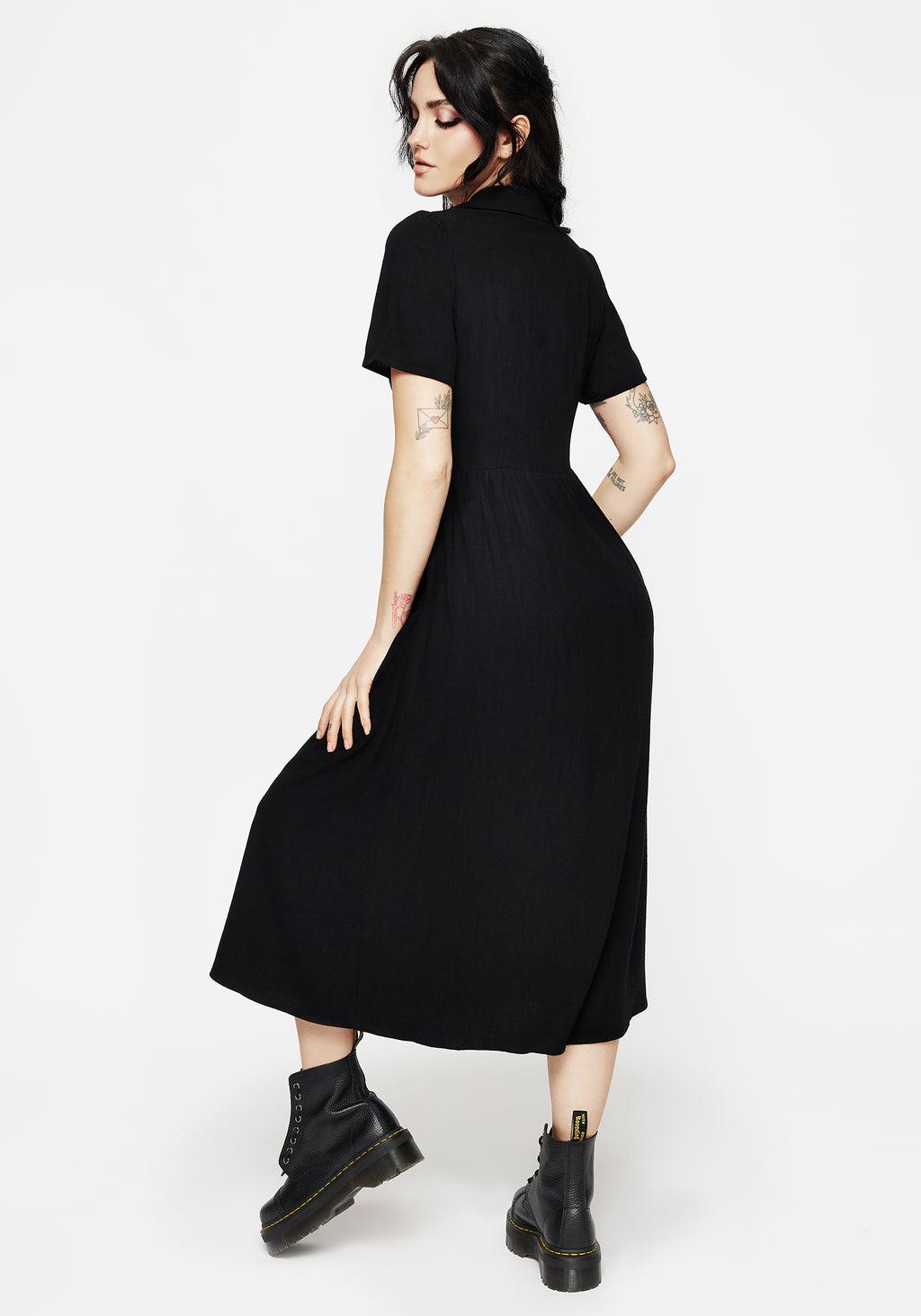 Aster Embroidered Collar Midi Shirt Dress Product Image