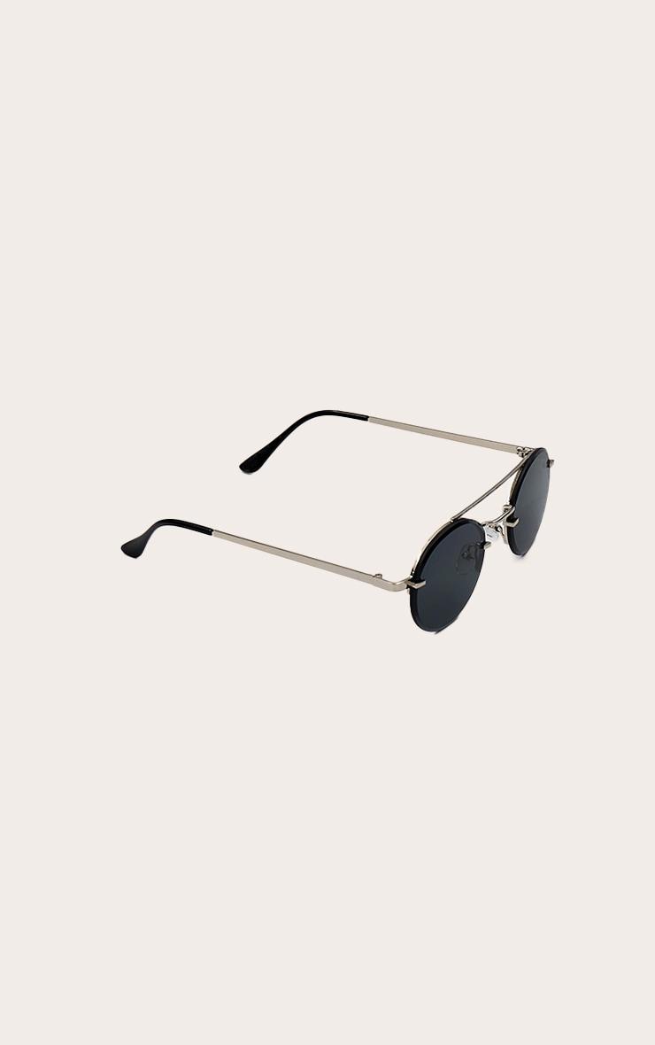Silver Oval Slim Aviator Sunglasses Product Image