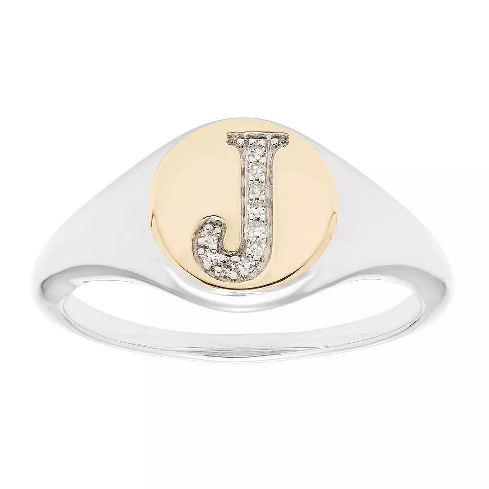 It's Personal 14k Gold Over Sterling Silver Diamond Accent Initial Signet Ring, Women's,  Product Image