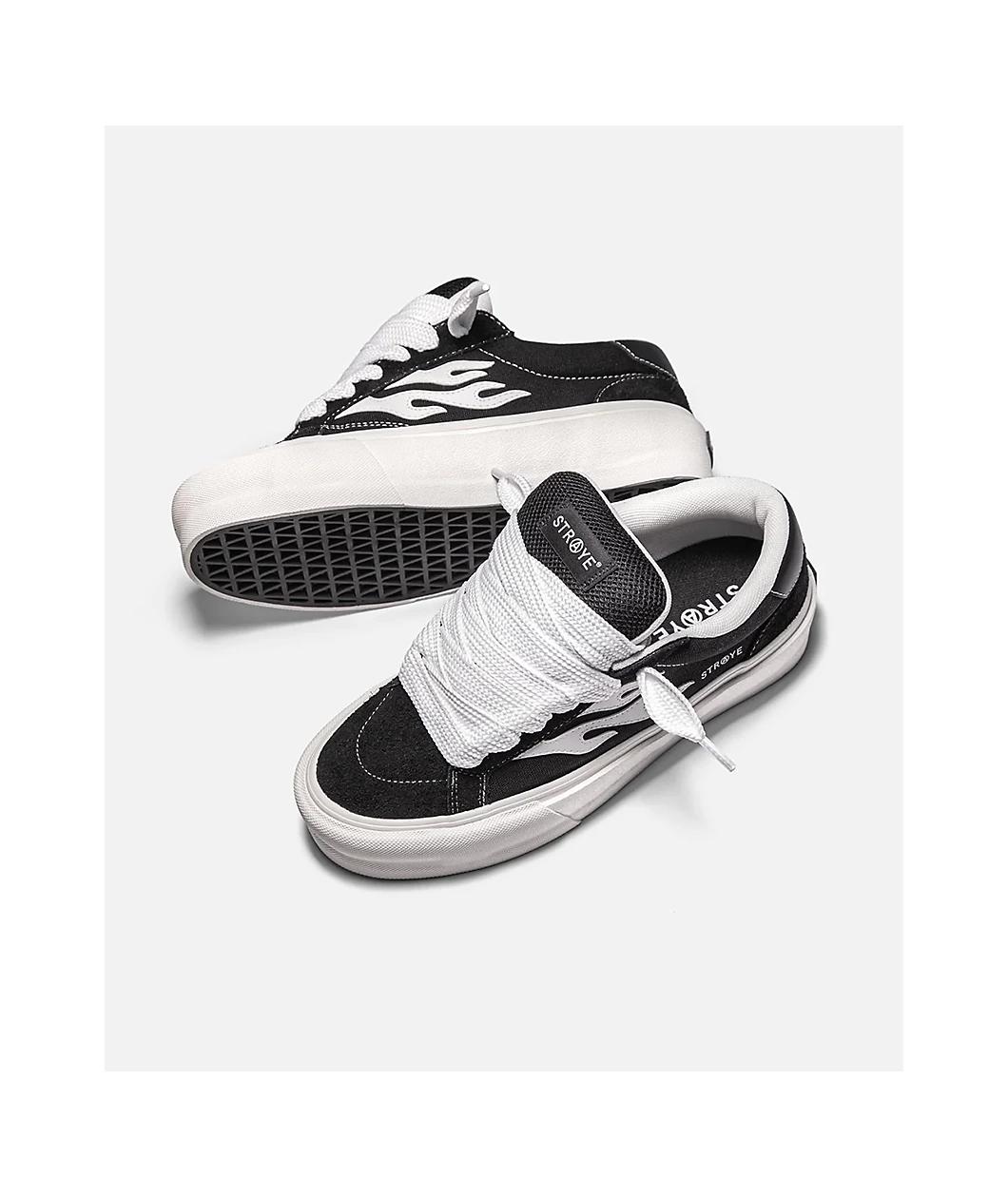 Straye Logan Stomper Black & White Skate Shoes Product Image
