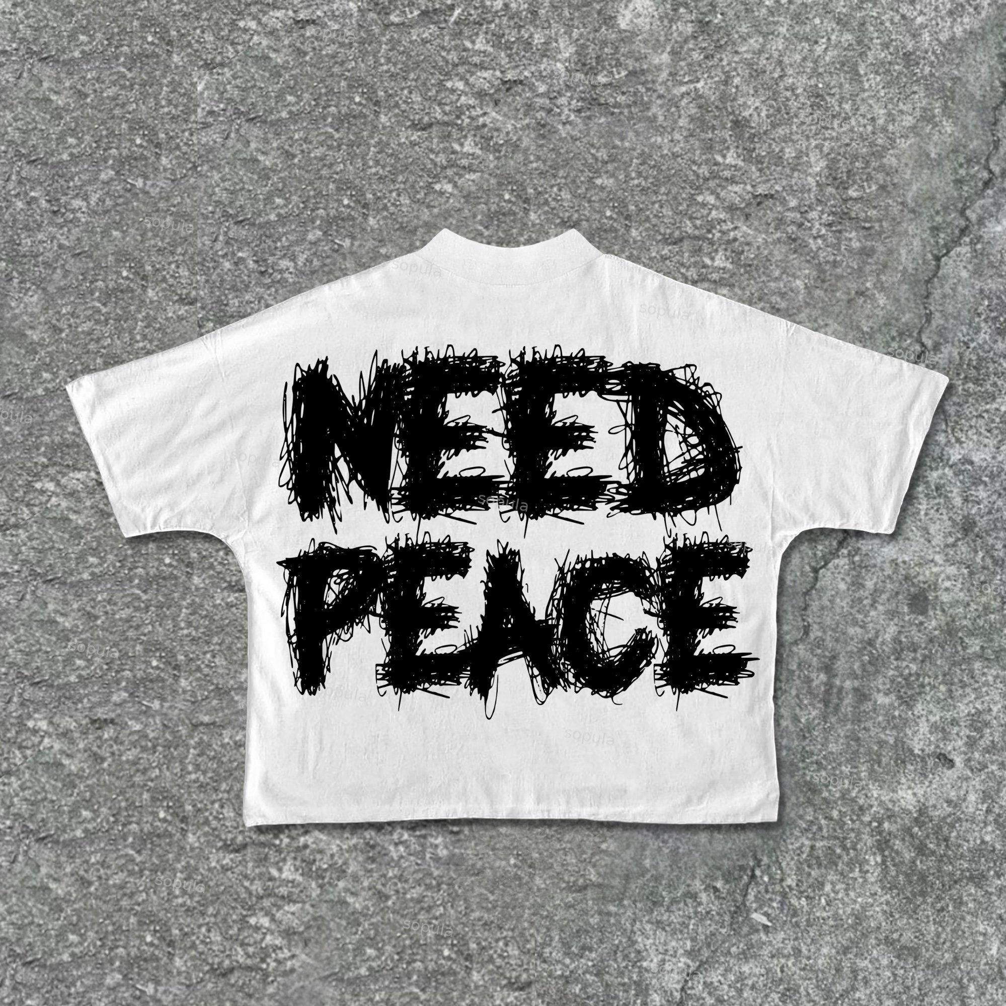 Need Peace Graphics Cotton Cropped T-Shirts Product Image