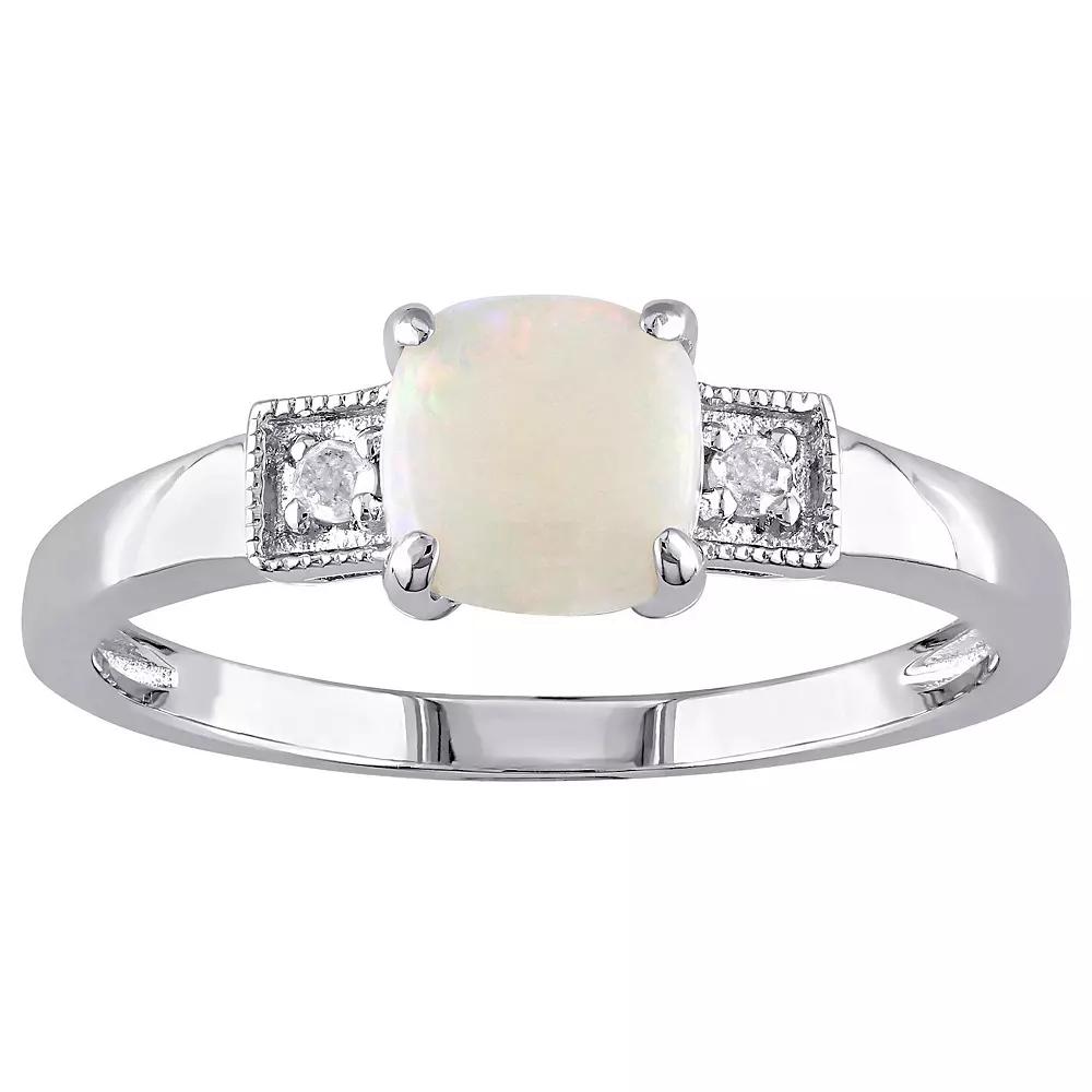 Stella Grace Sterling Silver Opal & Diamond Accent Ring, Women's, Size: 7 Product Image