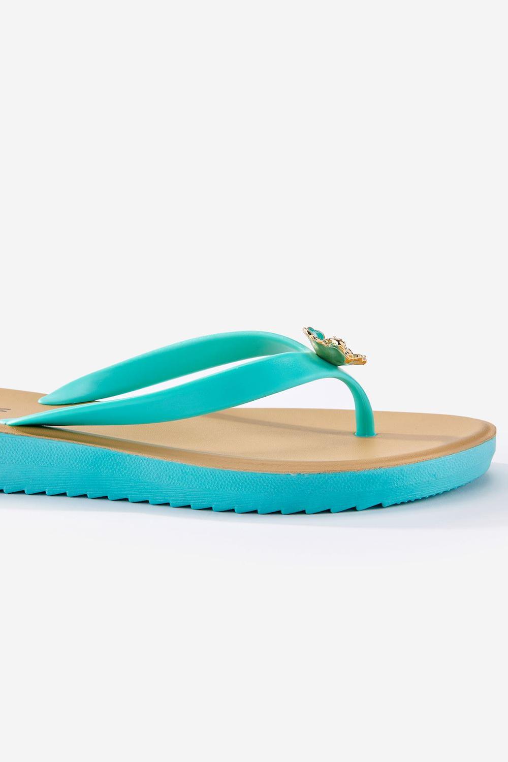 Flower Embellishment Flip Flop Product Image