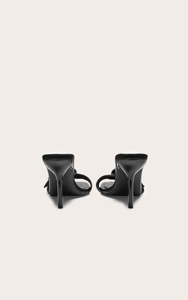 Black PU Square Toe Western Buckle High Stiletto Heeled Mules Product Image