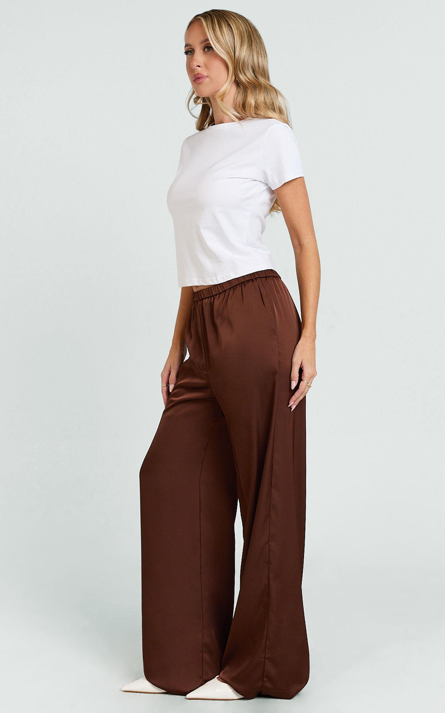 Gloria Pants - Low Rise Straight Leg Pants in Chocolate Product Image