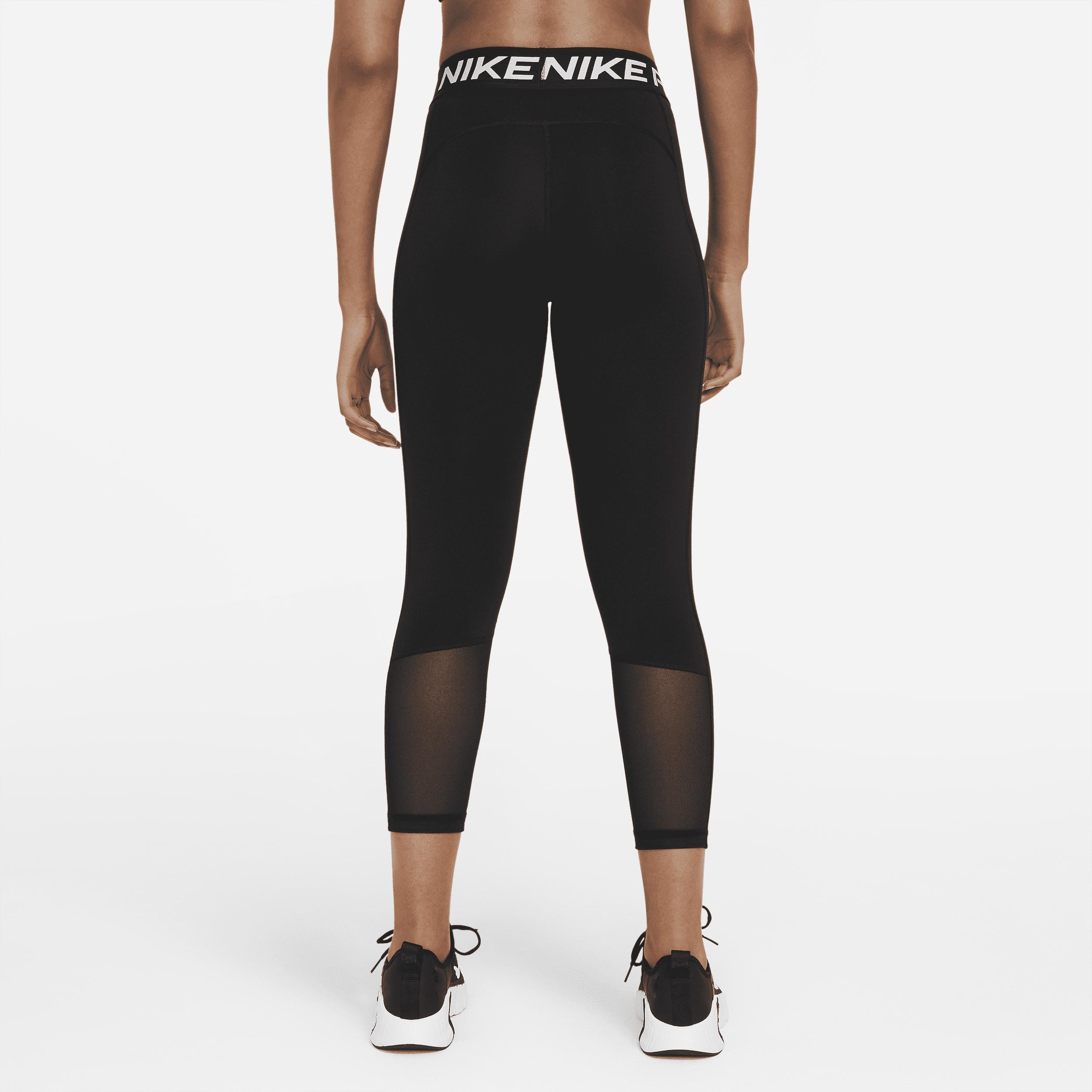 Womens Nike Pro Mid-Rise Crop Mesh-Panel Leggings (Plus Size) | DC5393-013 Product Image