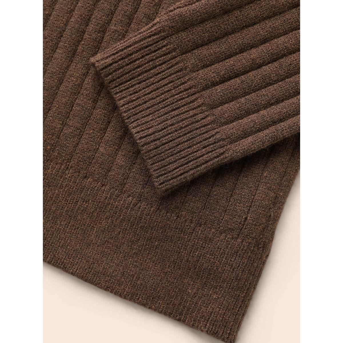 Plus Size Supersoft V-Neck Cable Knit Cardigan Browncoffeecolor Women Casual Loose Long Sleeve Everyday Cardigans BloomChic 14-16/1X Product Image