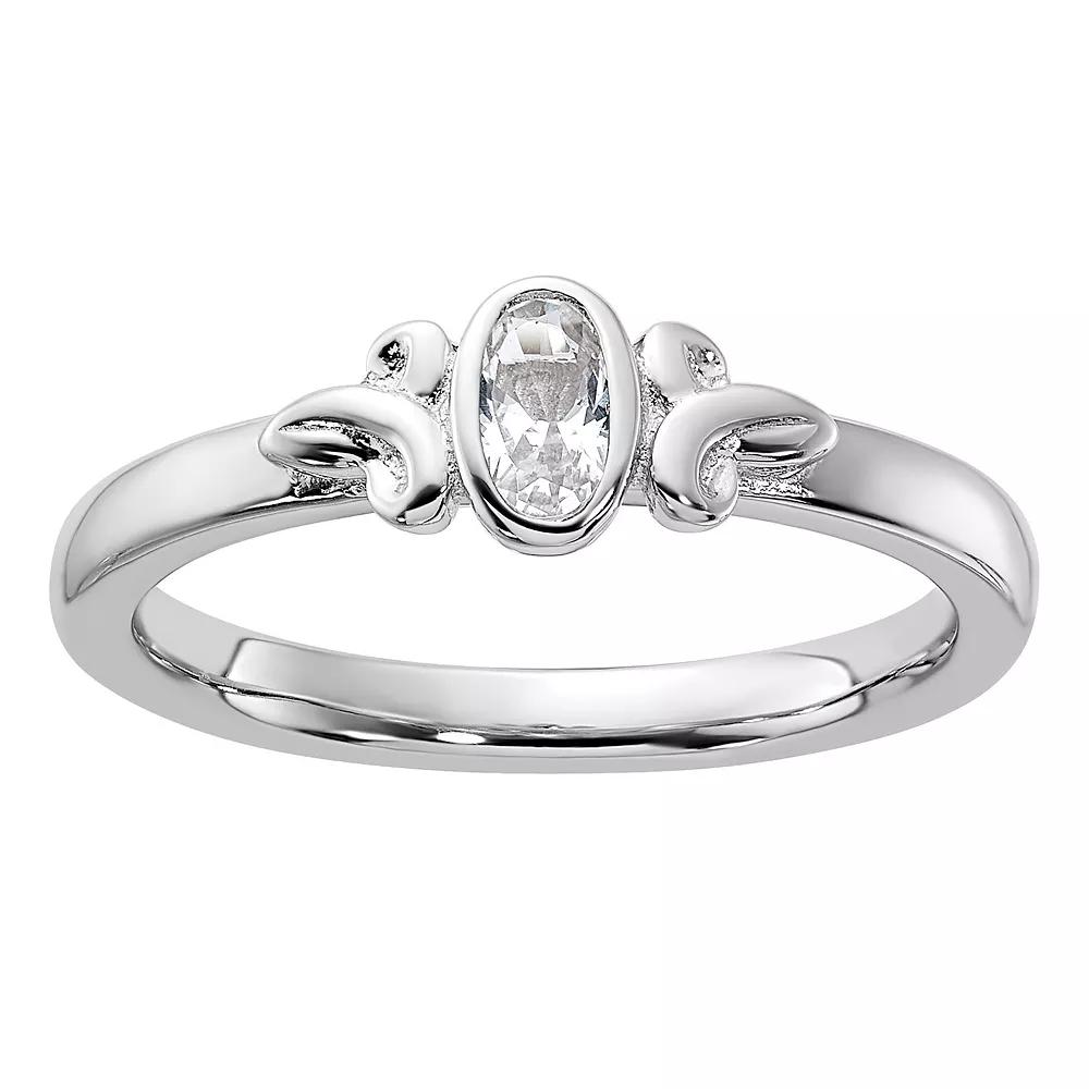 Stacks & Stones Sterling Silver Stackable Lab-Created White Sapphire Ring, Women's, Size: 6 Product Image