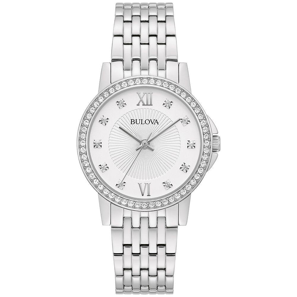 Bulova Women's Classic Stainless Steel Crystal Accent Dial and Bezel Bracelet Watch - 96L297,  Product Image
