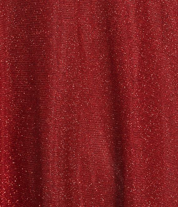 Blondie Nites Glitter Pattern Cinched Front Lace-Up Back Fit & Flare Dress Product Image