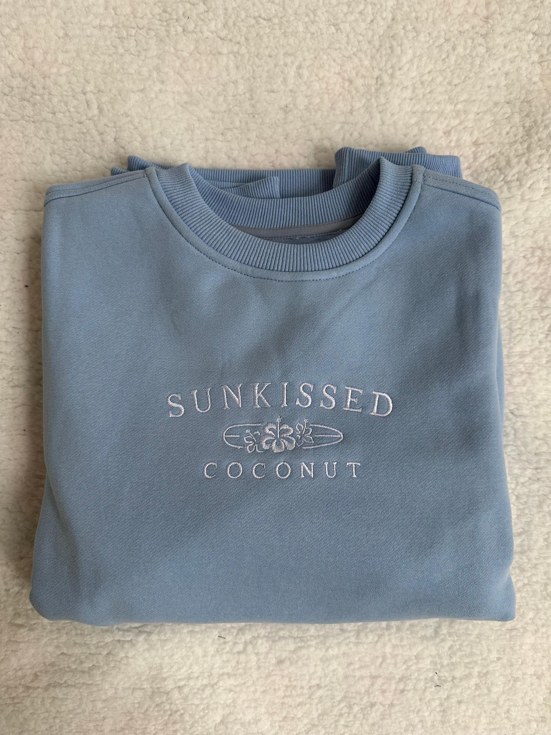 Jess Ocean Blue Embroider Sunkissedcoconut Sweatshirt Product Image