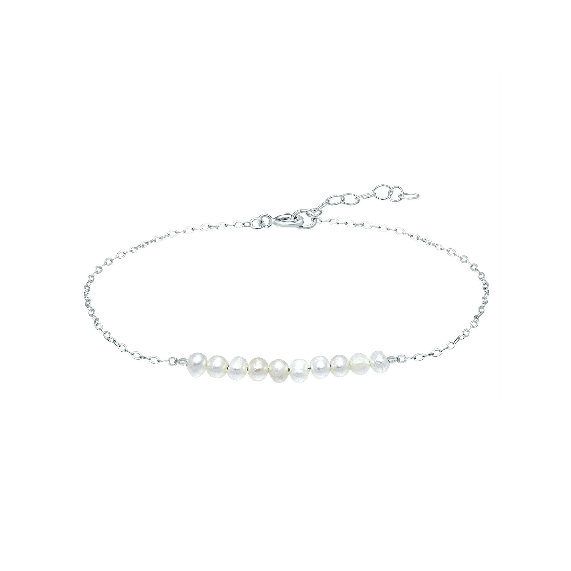 Aleure Precioso Sterling Silver Freshwater Cultured Pearl Beaded Anklet, Women's, Size: 9", White Product Image