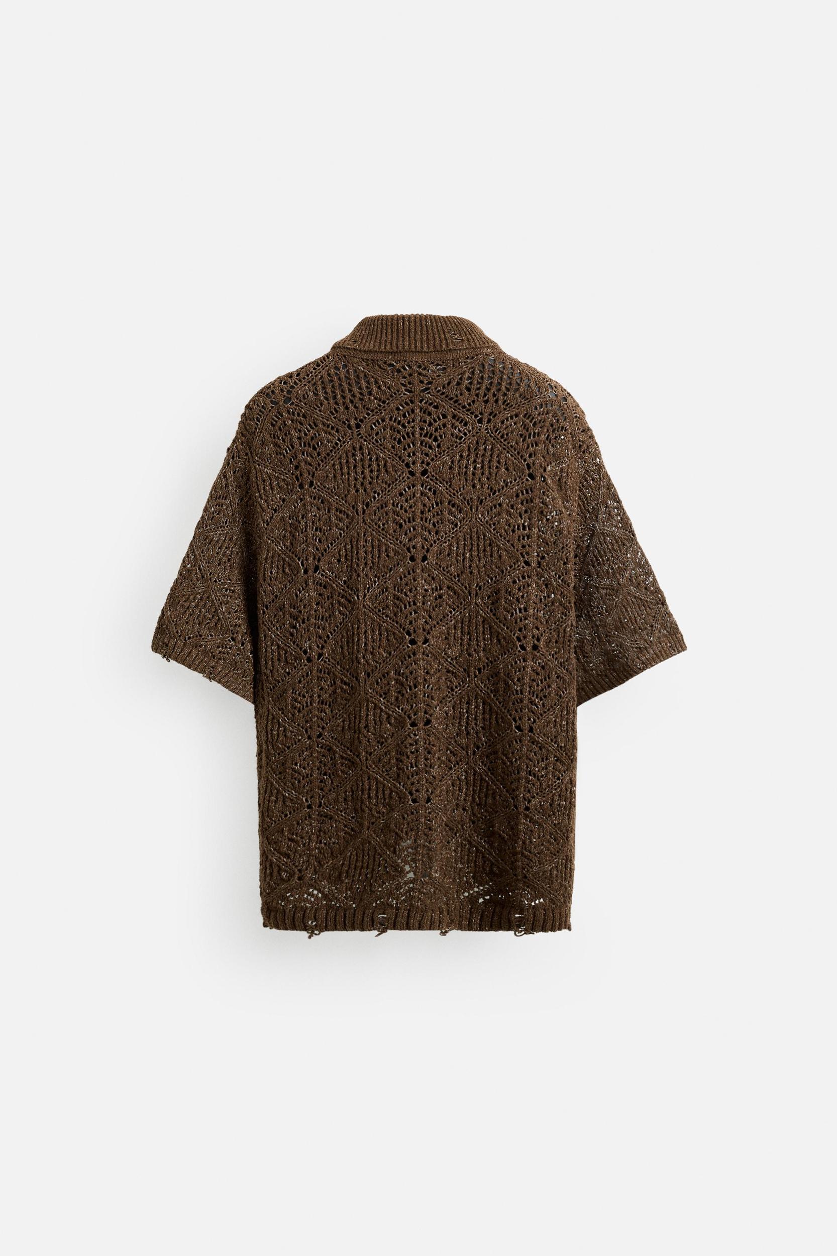 TEXTURED KNIT DISTRESSED SHIRT Product Image