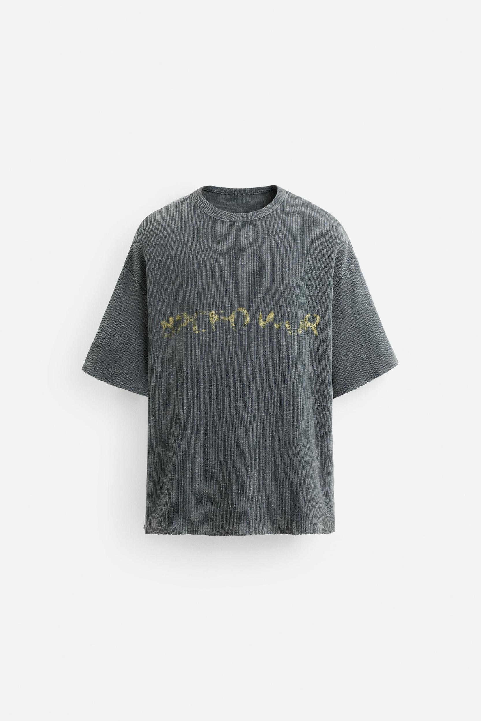 WASHED PRINT KNIT T-SHIRT Product Image