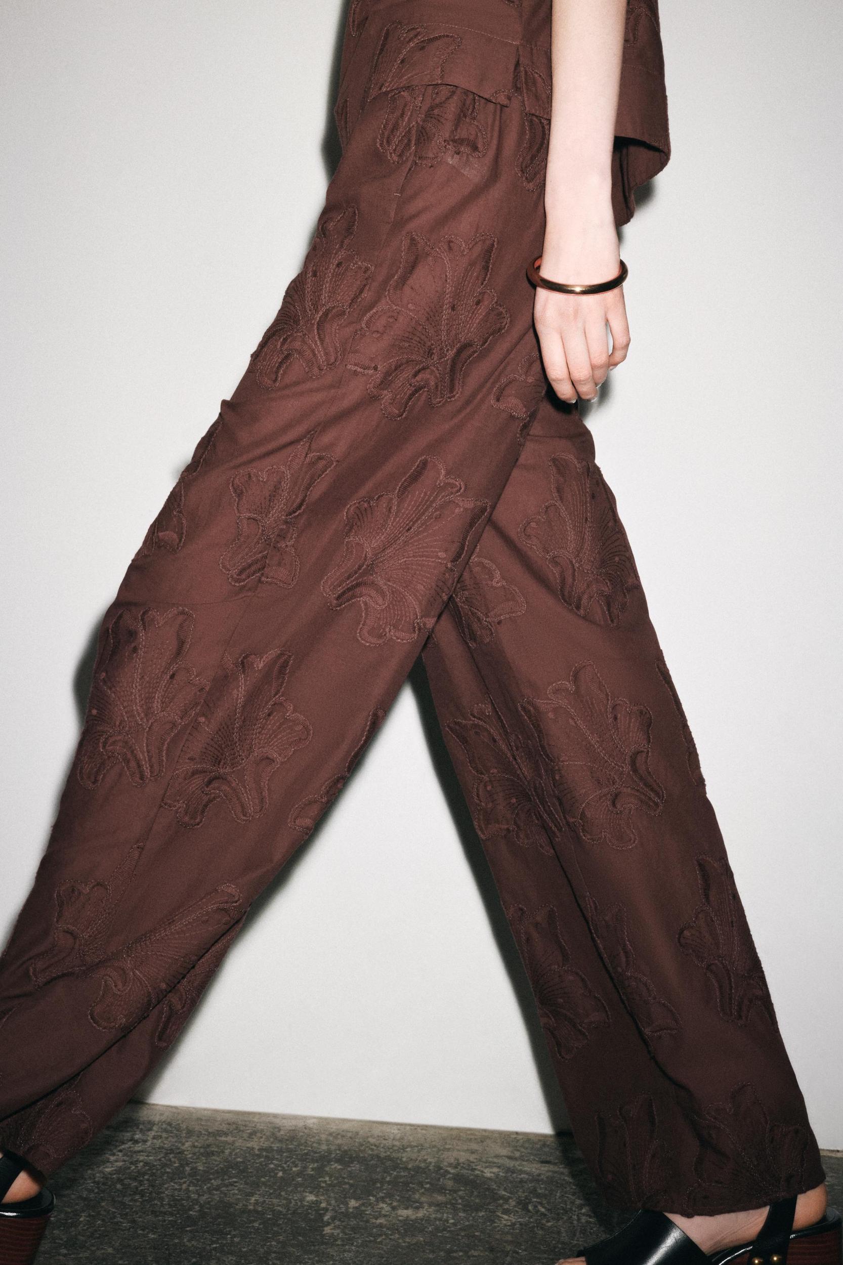 EMBROIDERED PAJAMA PANTS ZW COLLECTION Product Image