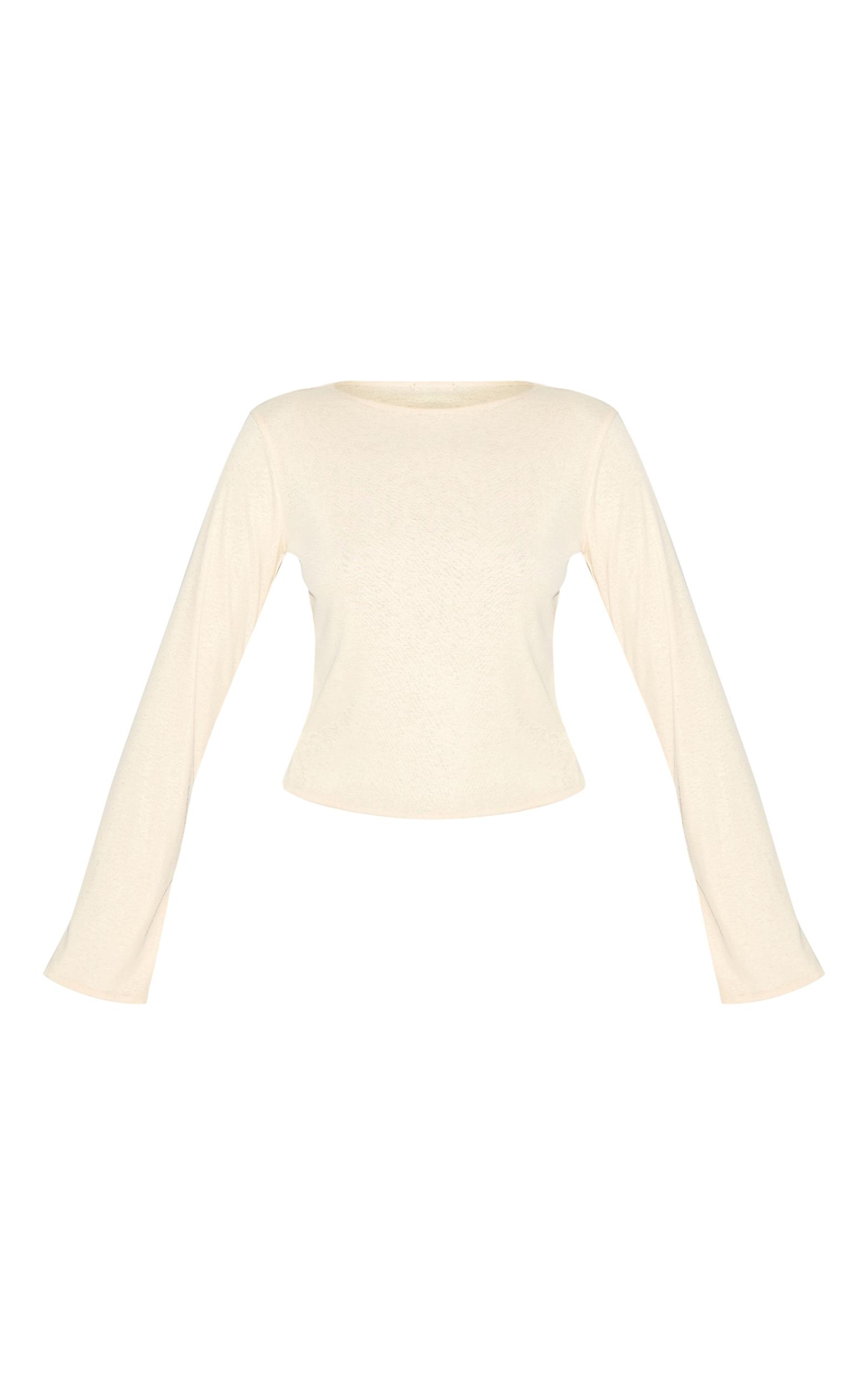 Almond Onion Skin Boatneck Flute Sleeve Long Top Product Image