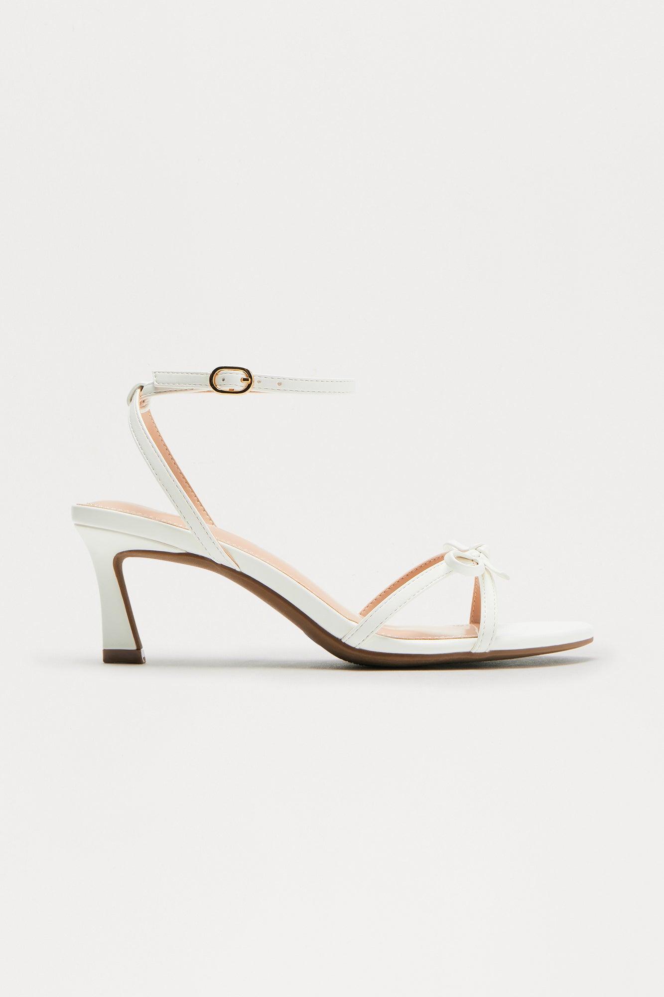 Genevieve Bow Kitten Heels - White Female Product Image