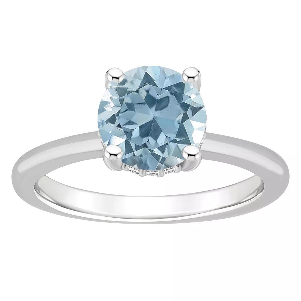Alyson Layne 14k White Gold Round Sky Blue Topaz & Diamond Accent Ring, Women's, Size: 5 Product Image
