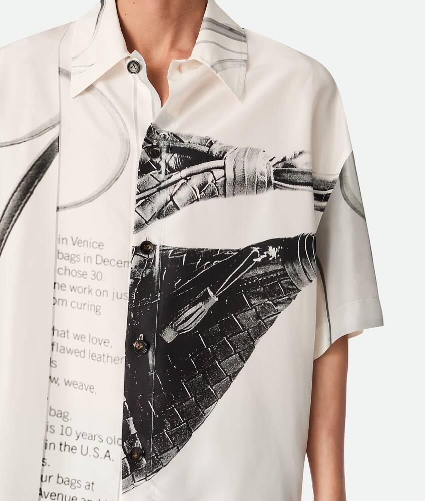 Men's Silk Printed Shirt in Chalk/black Product Image