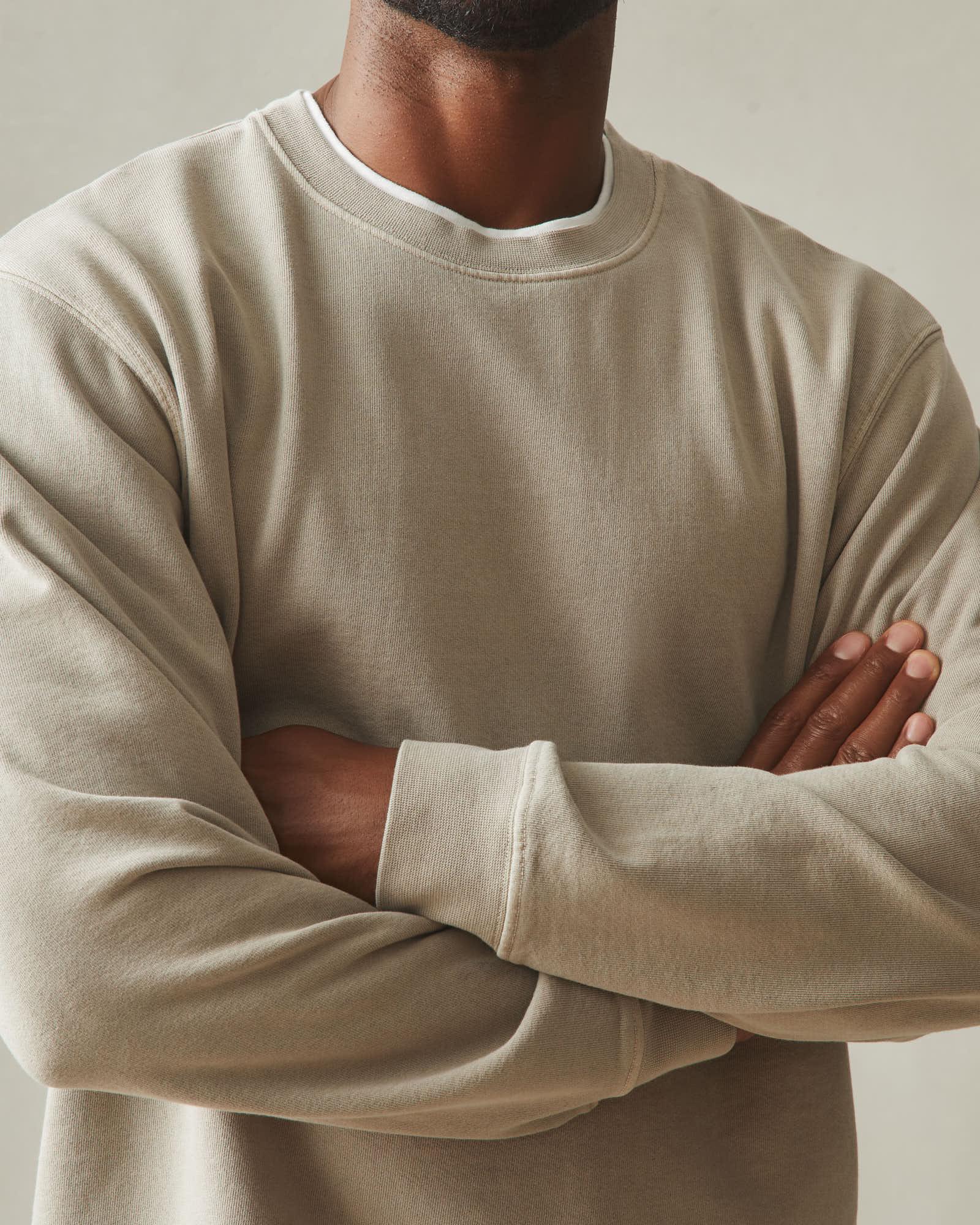 Men's Vintage Wash Relaxed French Terry Crew - Sand Product Image