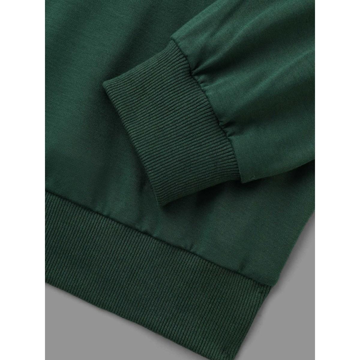 Plus Size Bow-tie Detailing High Neck Sweatshirt Women DarkGreen Leisure Contrast Round Neck Casual Sweatshirts BloomChic 14-16/1X Product Image