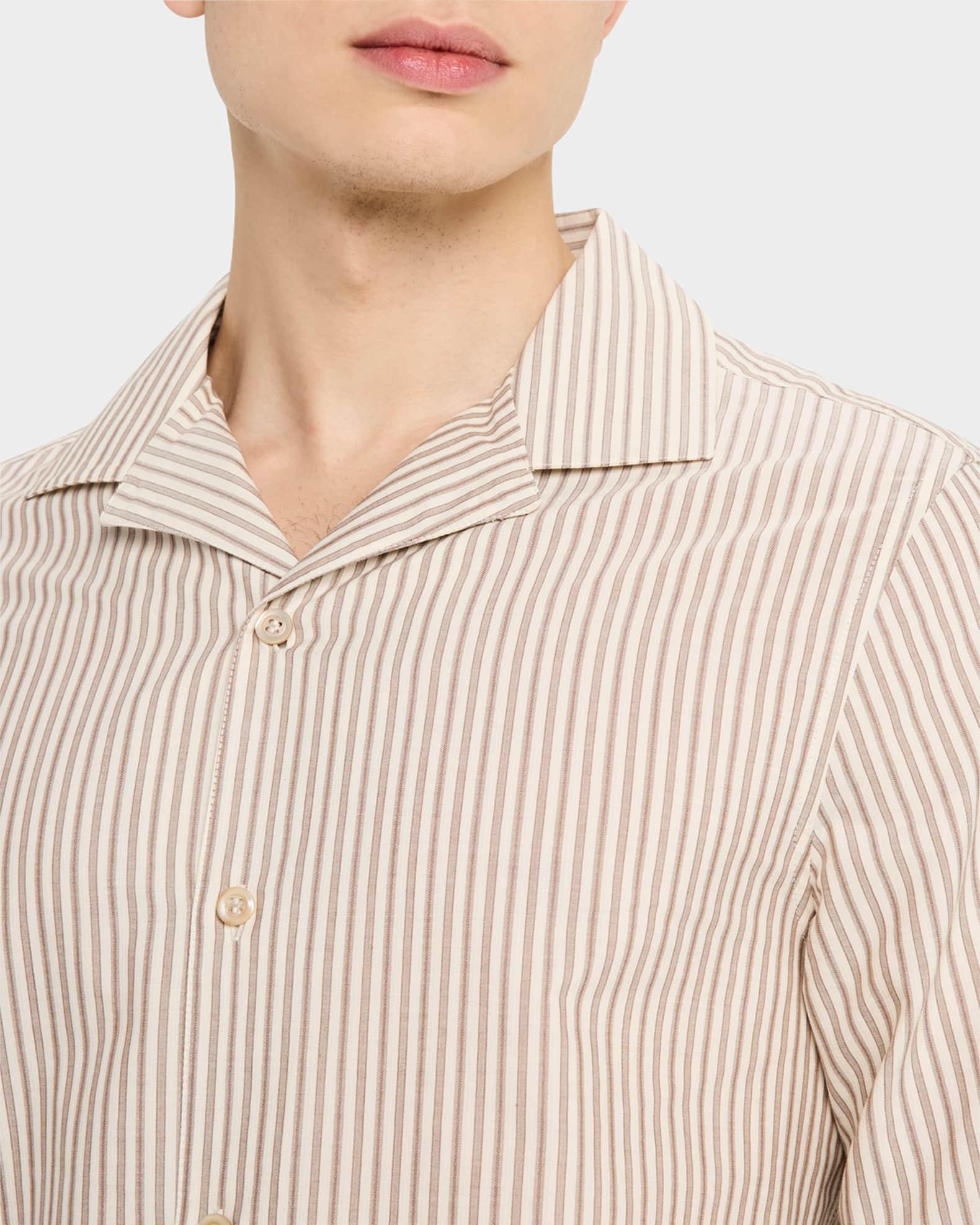 Men's Stripe Cabana-Collar Casual Button-Down Shirt Product Image
