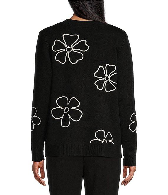 Investments Petite Size Novelty Sketch Floral Long Sleeve Button Front Cardigan Product Image