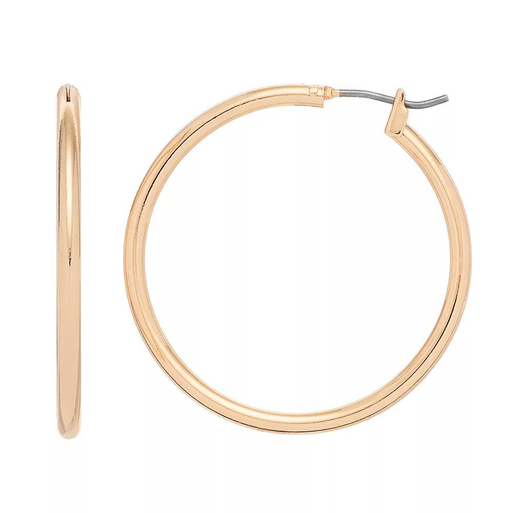 Napier Round Tube Hoop Earrings, Women's, Gold Tone Product Image