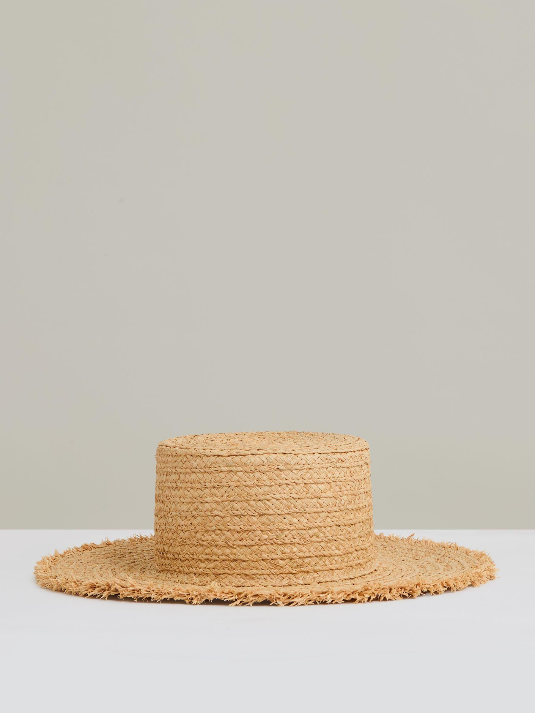 Straw Boater Hat in Natural Product Image