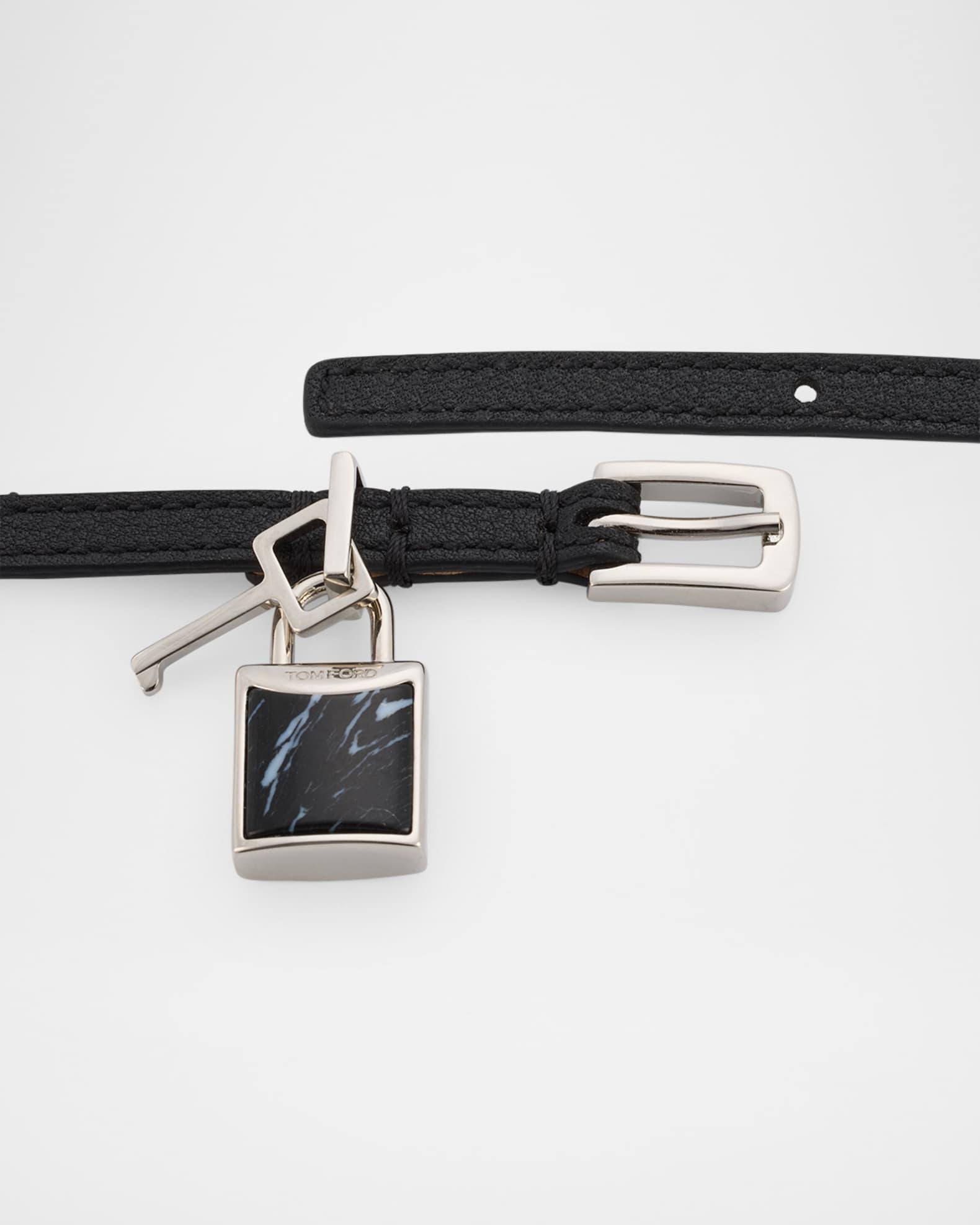 Stone Lock Leather Wrap Bracelet Product Image