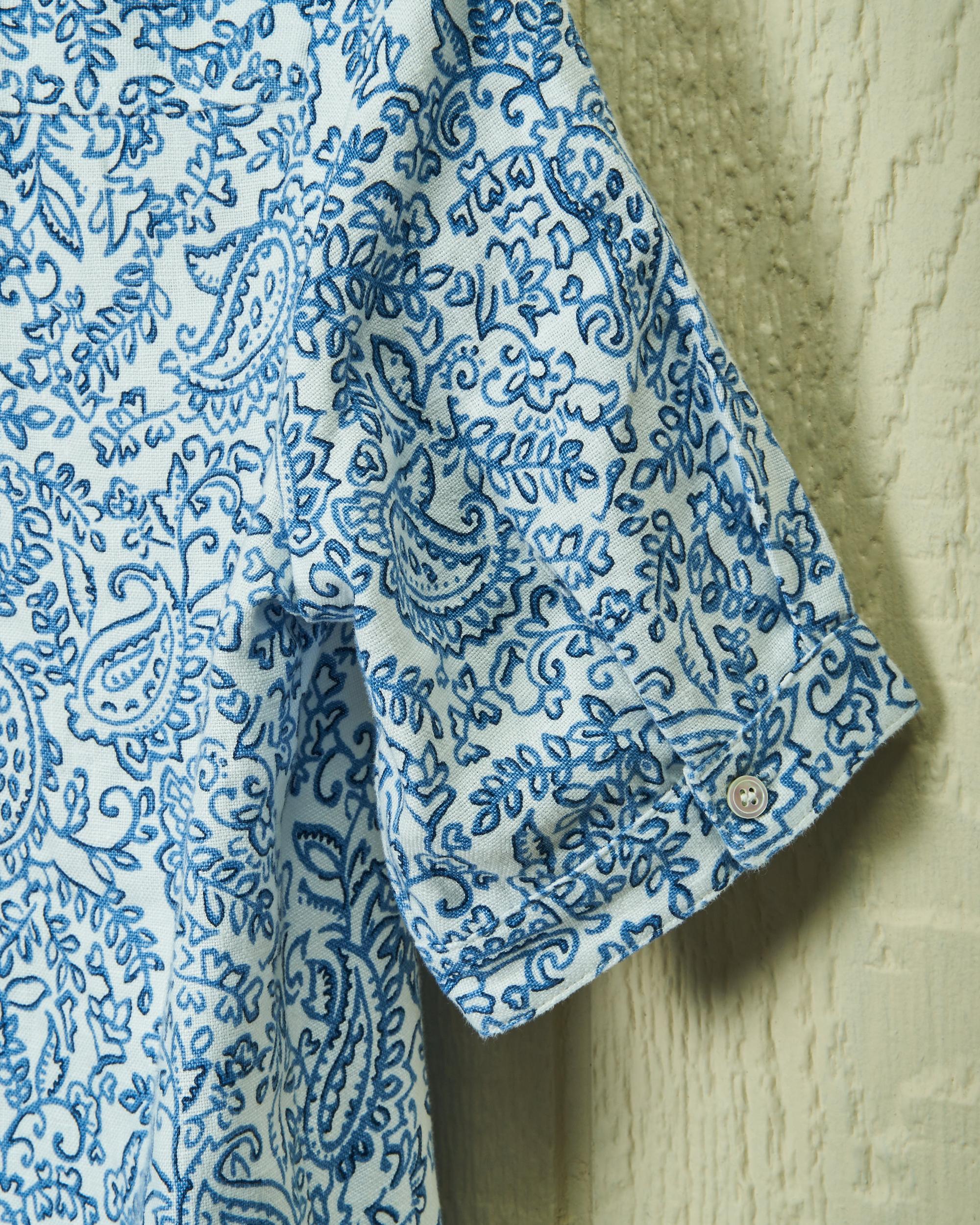 Beach Coverup in Atlantic Blue Paisley Linen Product Image