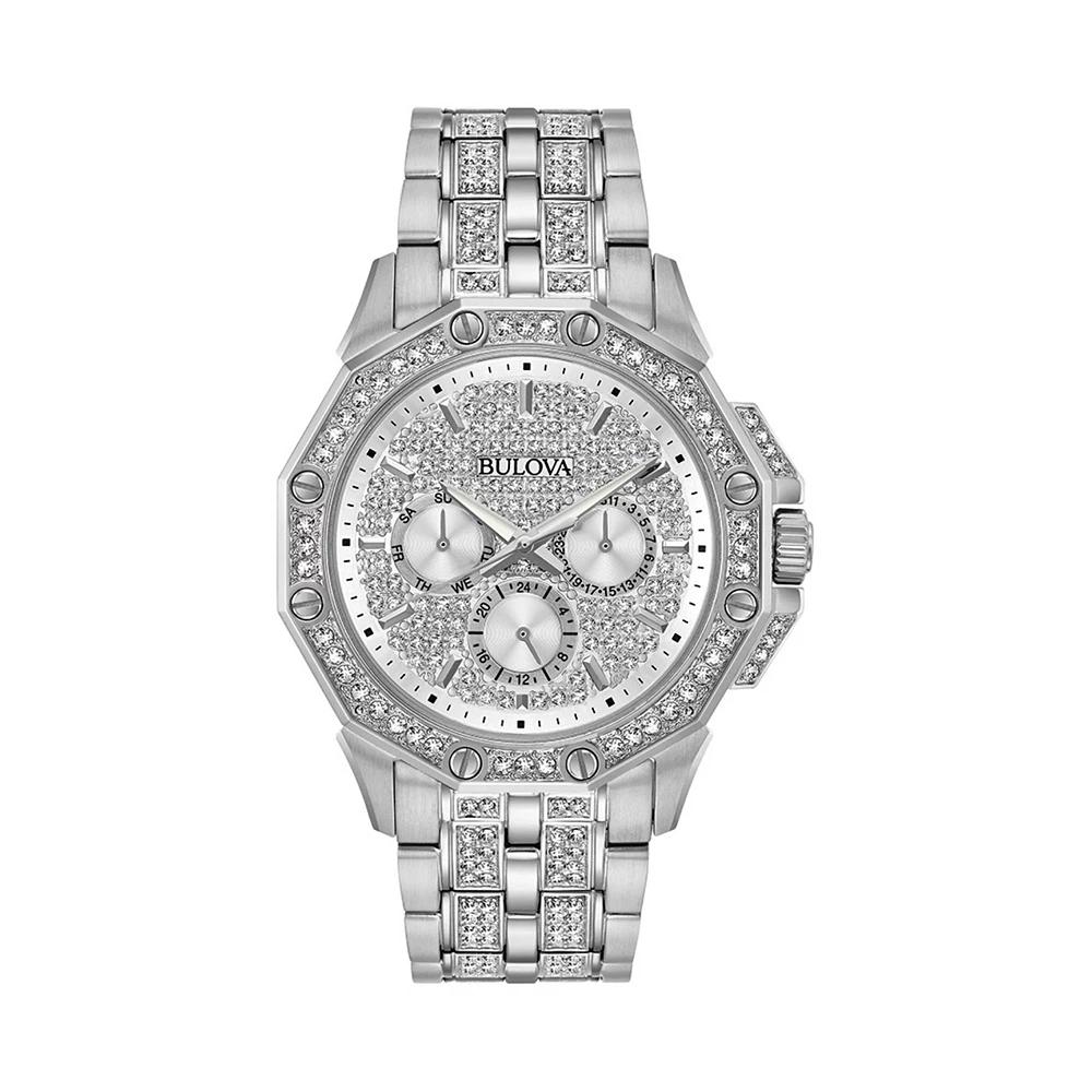 Bulova Mens Octava Crystal Stainless Steel Watch - 96C134, Silver Tone Product Image