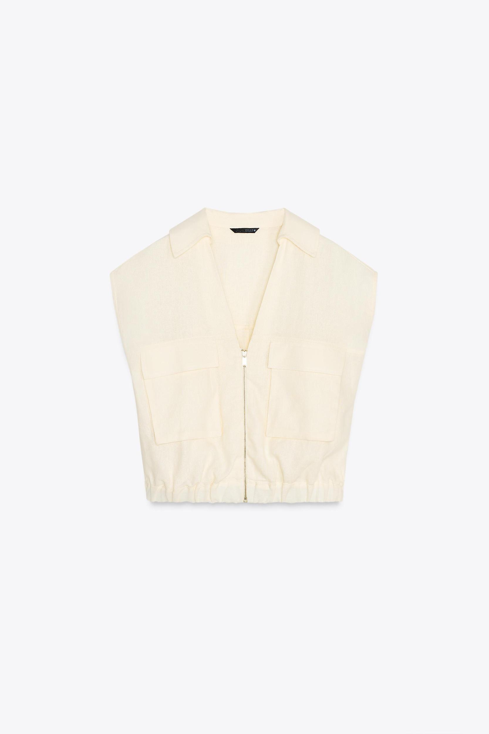 LINEN TOP WITH ELASTIC HEM Product Image