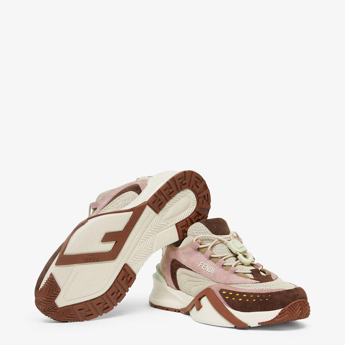 Fendi FlowBrown mesh and suede low tops Product Image