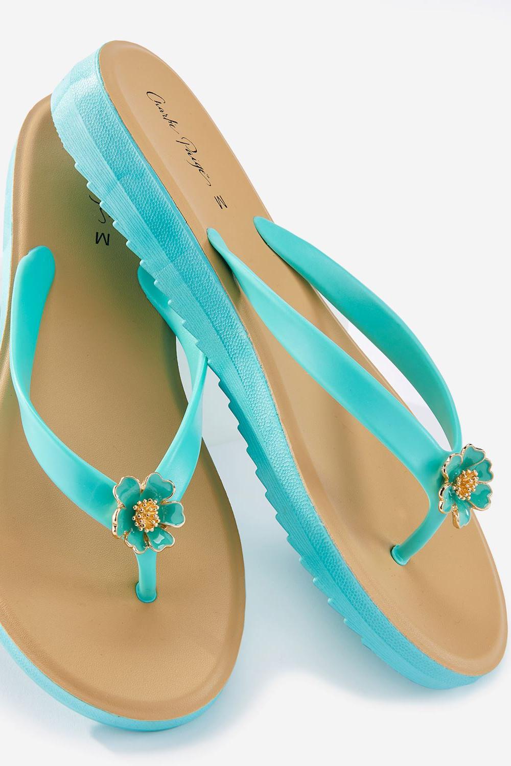 Flower Embellishment Flip Flop Product Image