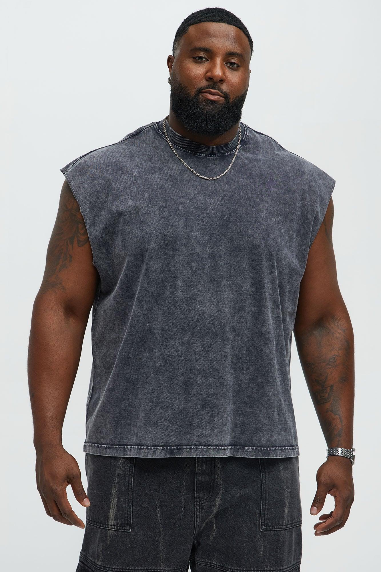 Relaxed Vintage Wash Heavyweight Muscle Tee - Black Wash Male Product Image
