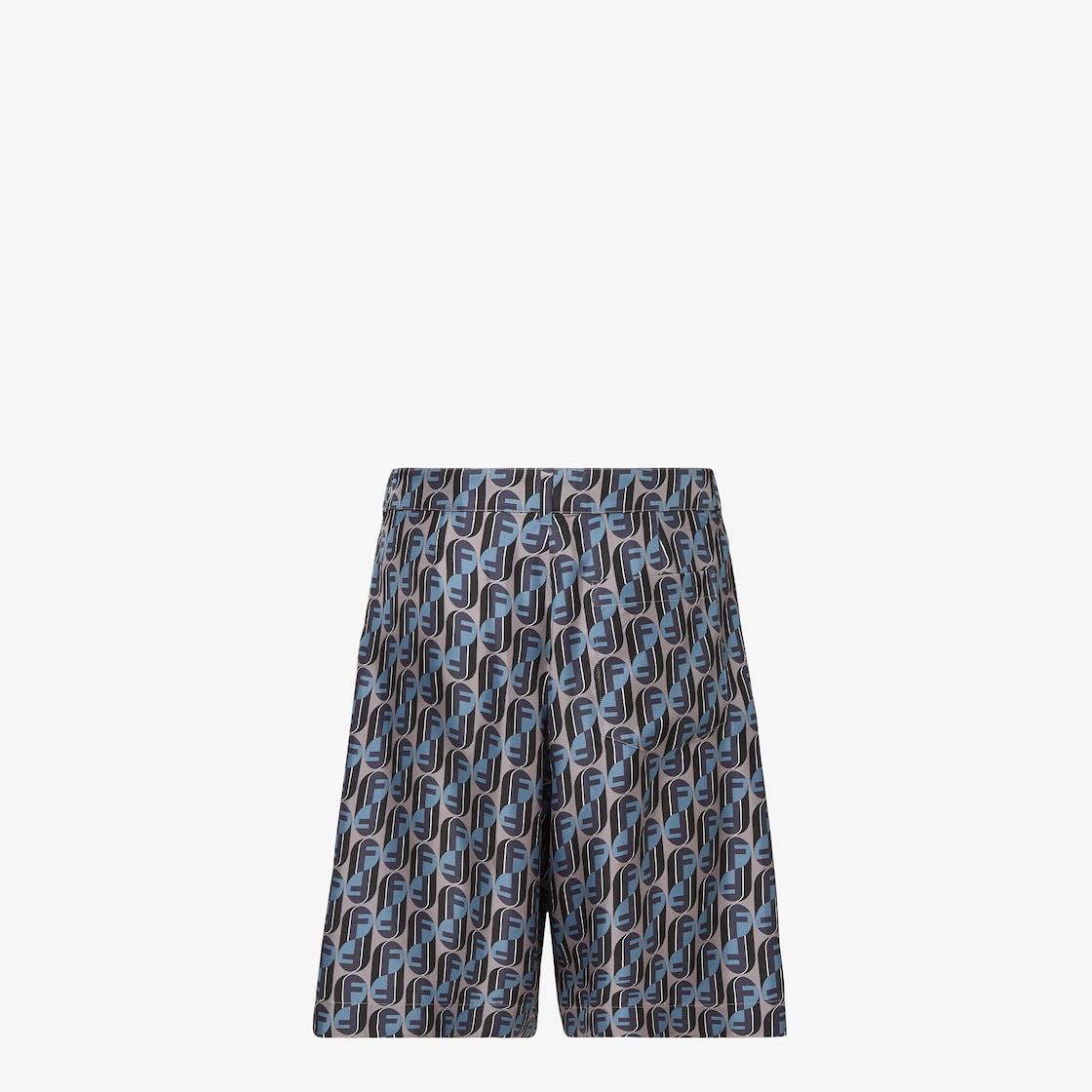 Bermudas Blue printed silk shorts Product Image