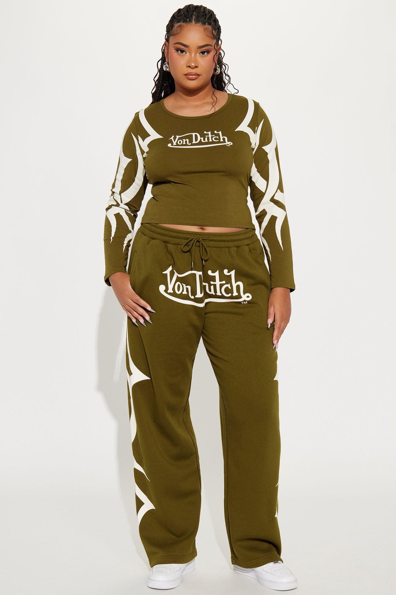 Von Dutch Trendy Wide Leg Pant - Olive Product Image
