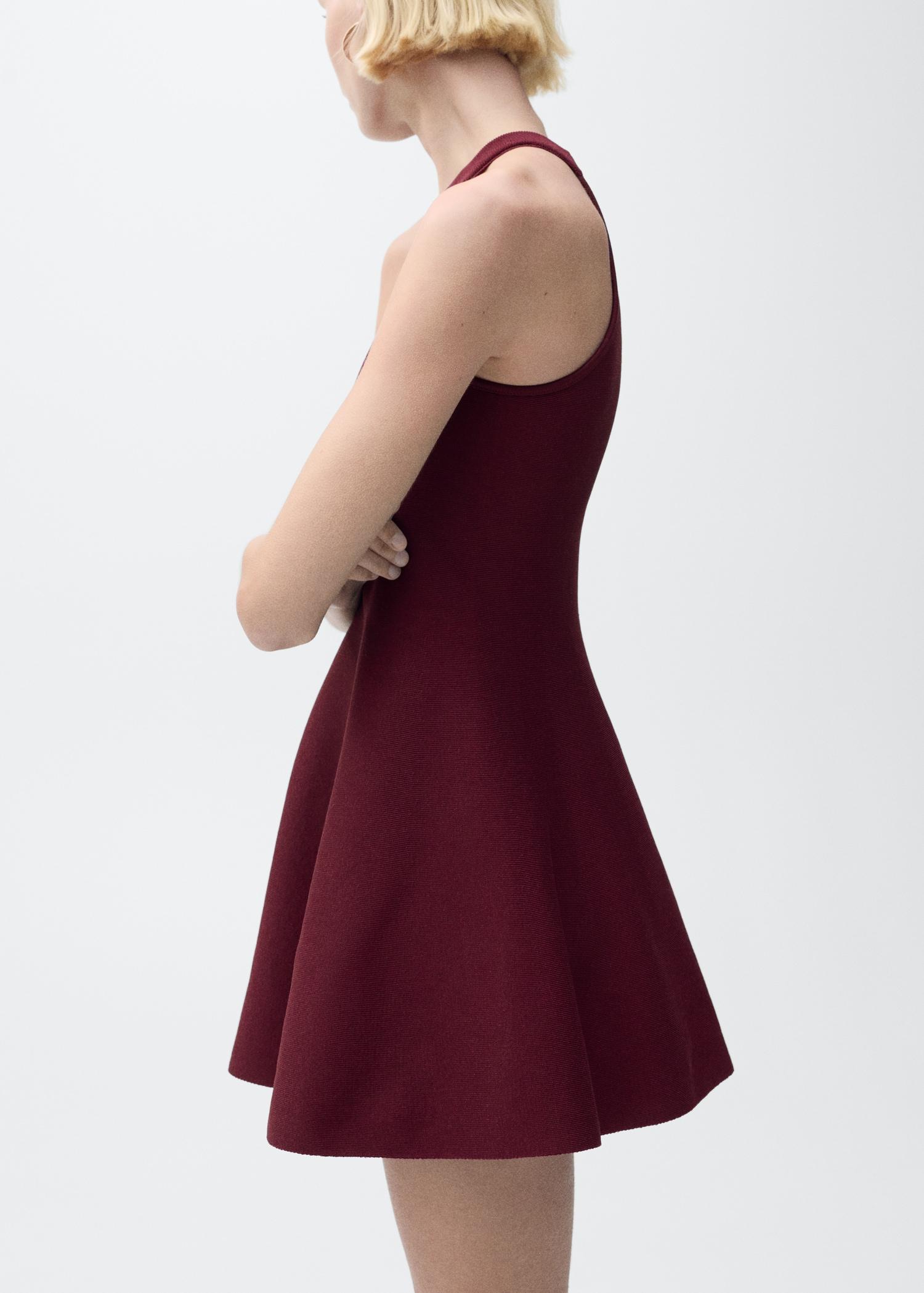 Short peplum knitted dress - Women | MANGO USA Product Image