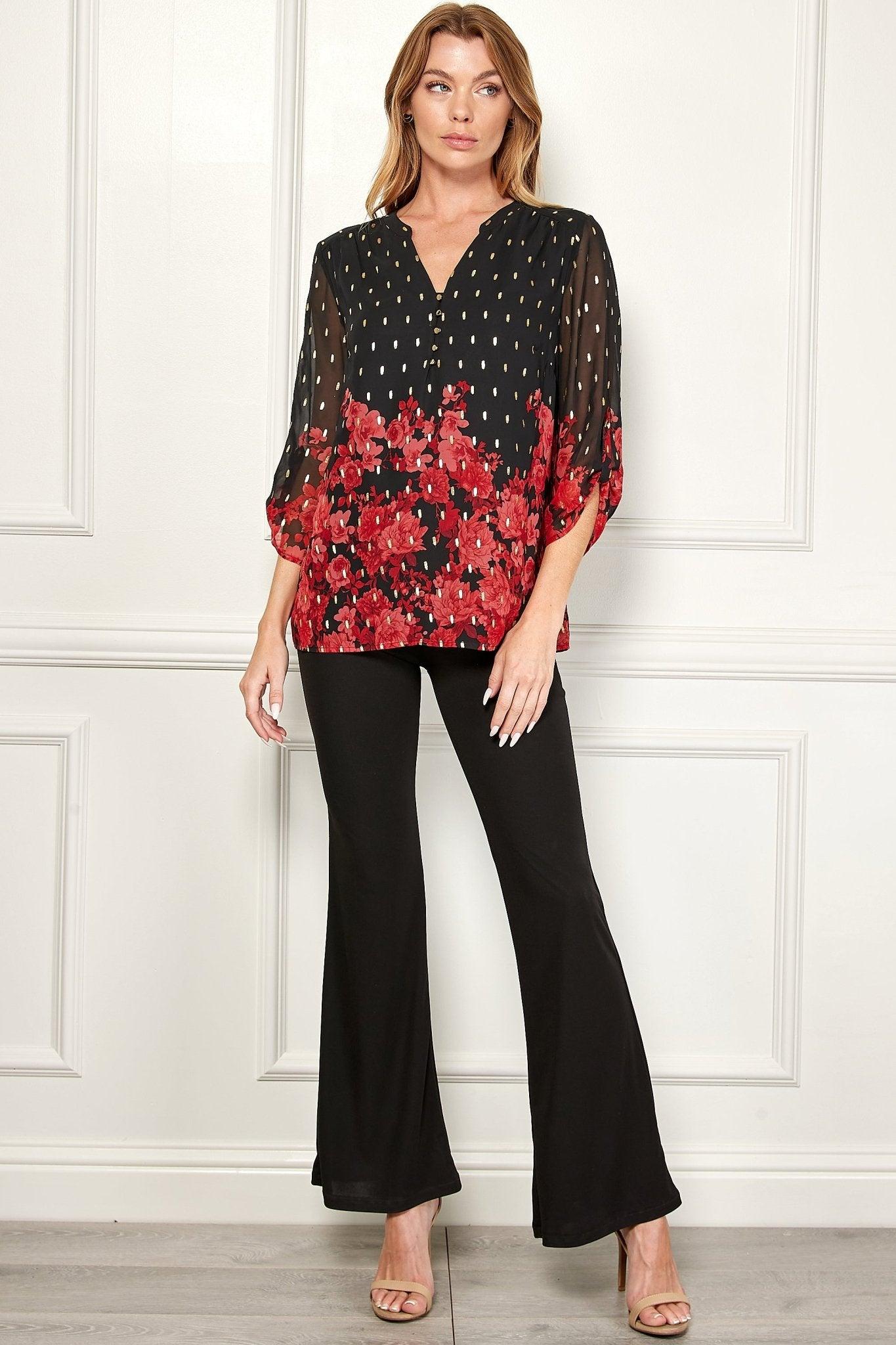 3/4 Sleeve Tab Mandarin Collar Popover Product Image