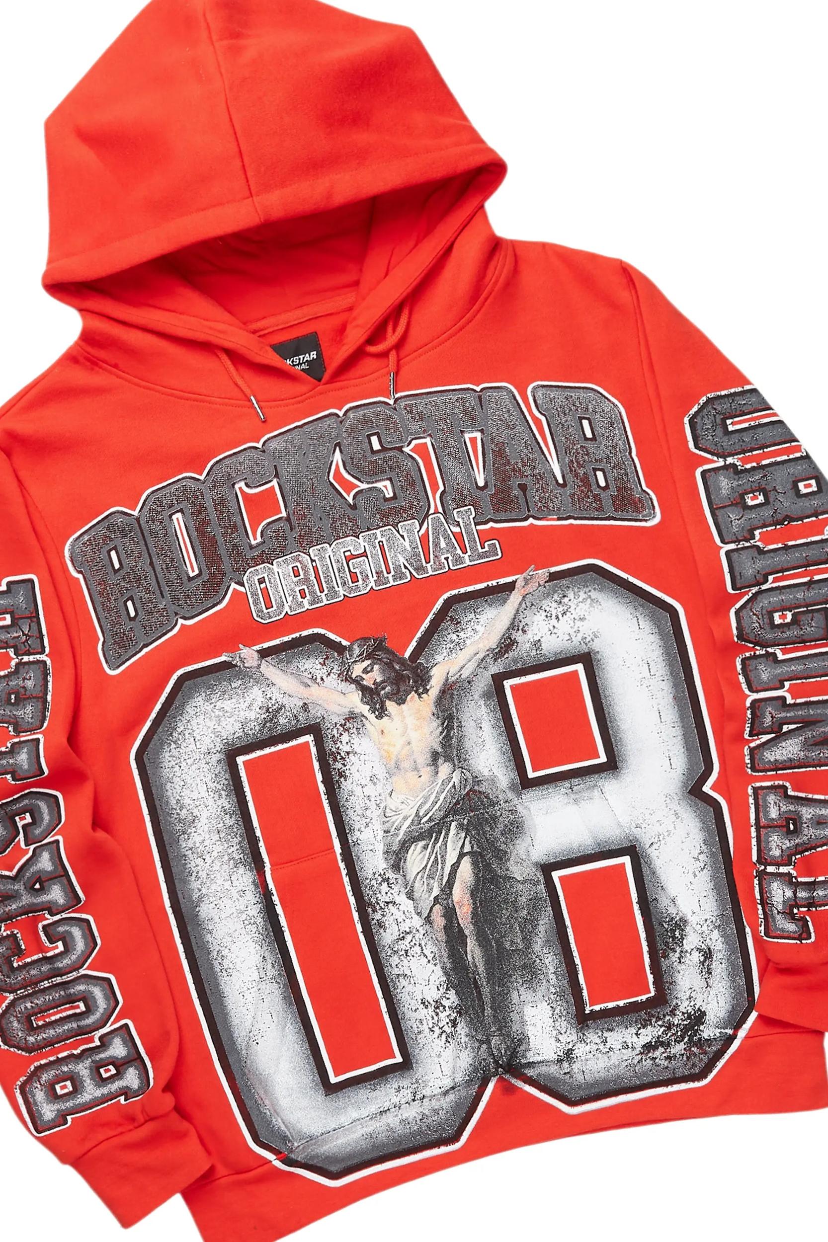 Fields Red/White Baggy Hoodie Track Set Male Product Image