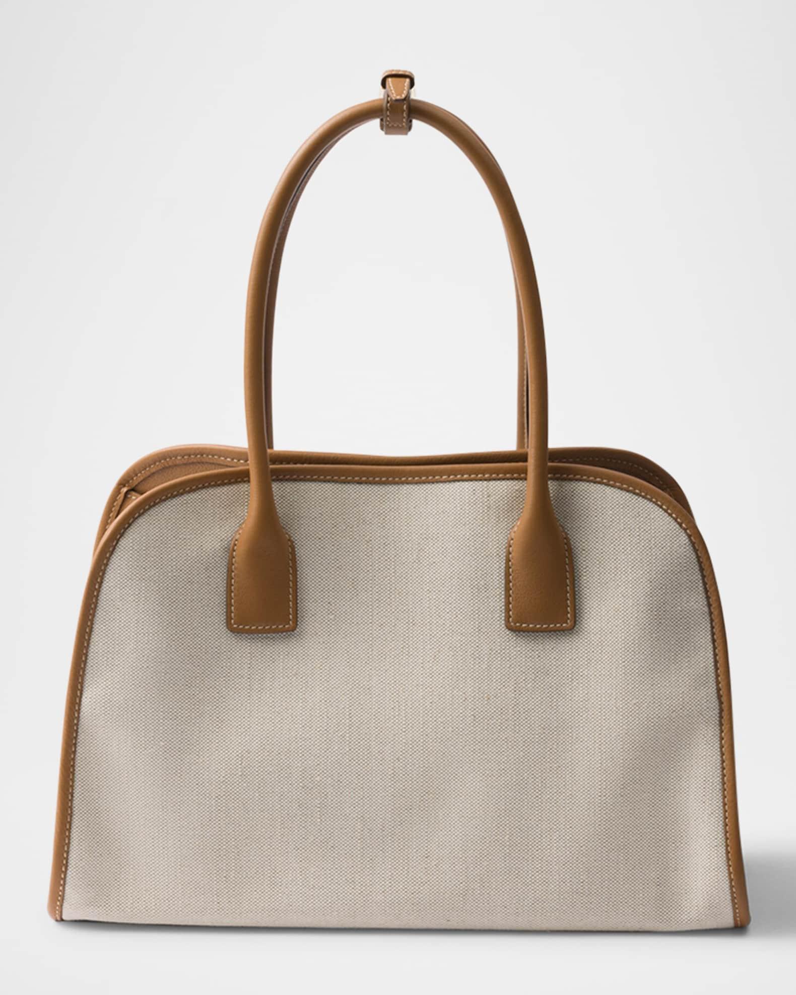 Medium Linen-Blend and Leather Tote Bag Product Image